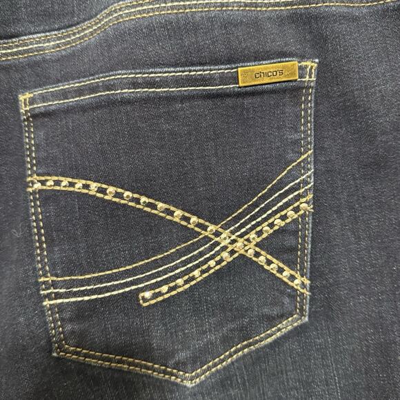 Chico's So Slimming Bootcut Jeans Size 2 US 12 Blue Dark Wash Stretch Denim - Picture 5 of 9